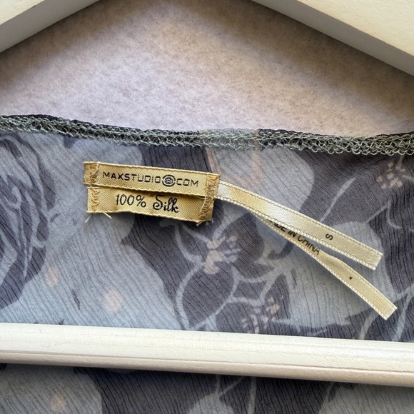 Vintage Max Studio Silk Floral Ruched Asymmetrical Hem Midi Dress Size S Y2K - Picture 3 of 11